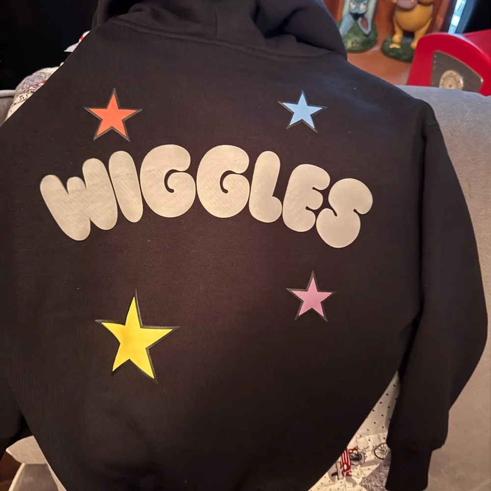 The Wiggles Black Hoodie with Colorful Character Embroidery